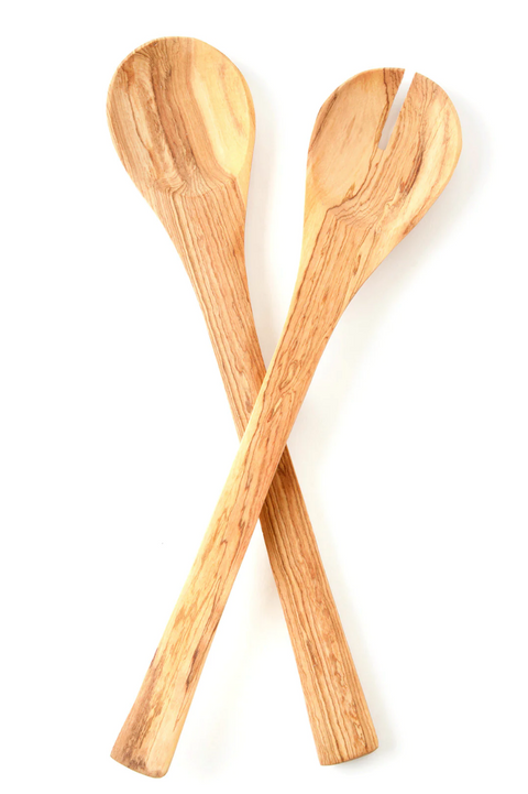 Kenyan Wild Olive Wood Lemongrass Salad Servers