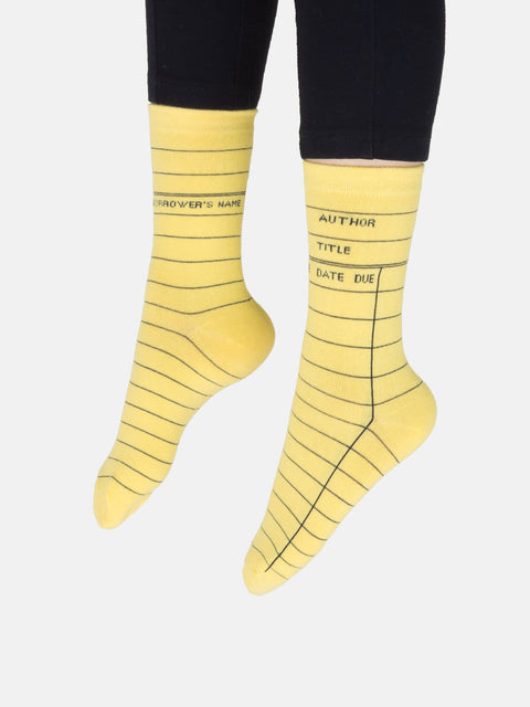 Yellow Library Card Socks