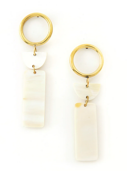 Kenyan Brass and Cow Horn Felicity Earrings