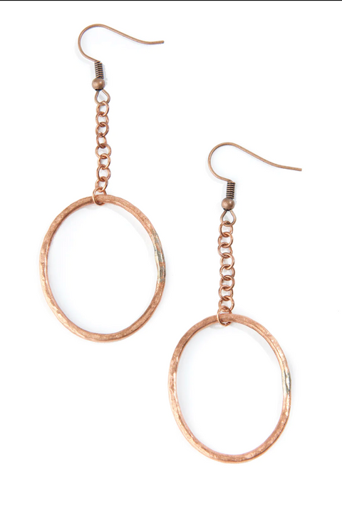 F.R.E.E. Woman Solidarity Hammered Copper Earrings