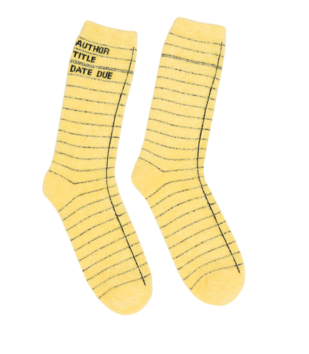 Library Card Yellow Cozy Sock Lg