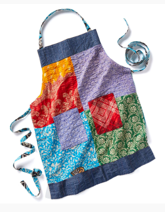 Big Cook Upcycled Sari & Denim Apron