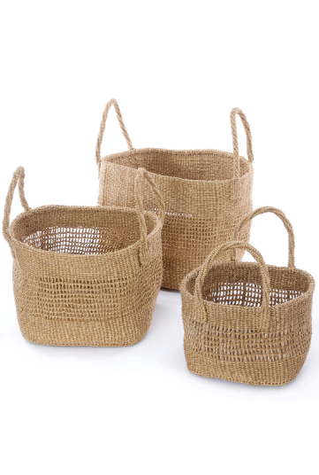 Open Weave Sisal Basket / Purse - KHAKI