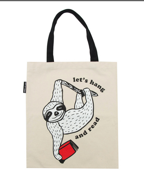 Book Sloth: Let's Hang and Read Tote Bag