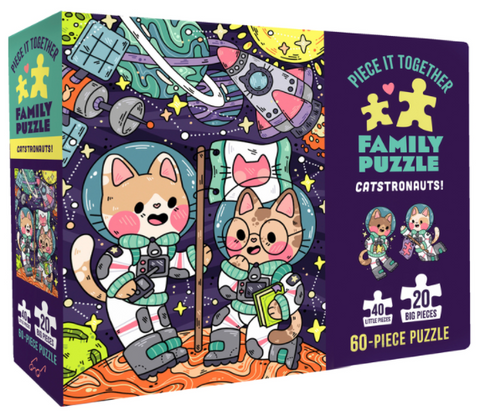 Piece It Together Family Puzzle: Catstronauts! (60-Piece Puzzle for Kids and Toddlers)