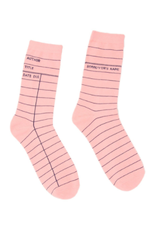 Pink Library Card Socks