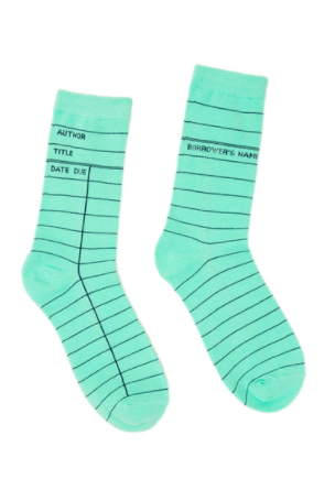 Mint Green Library Card Socks