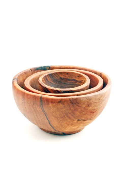 Wild Olive Wood Condiment Bowls (Set of 3)