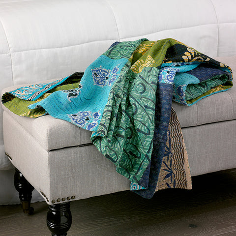 Kantha Patchwork Square Throw